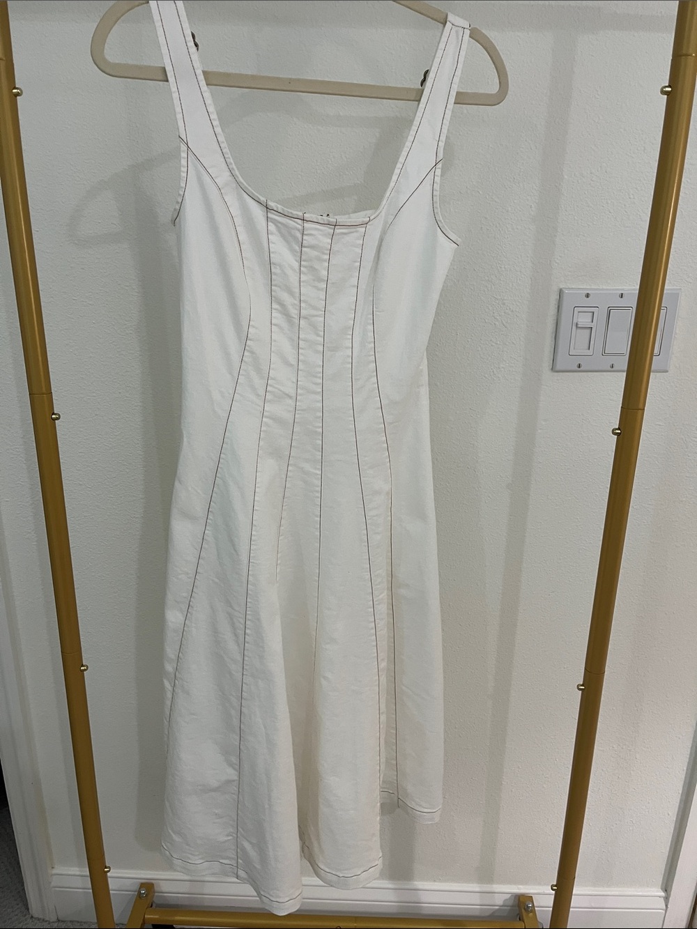 Petal & Pup White Midi Dress with Contrast Stitching